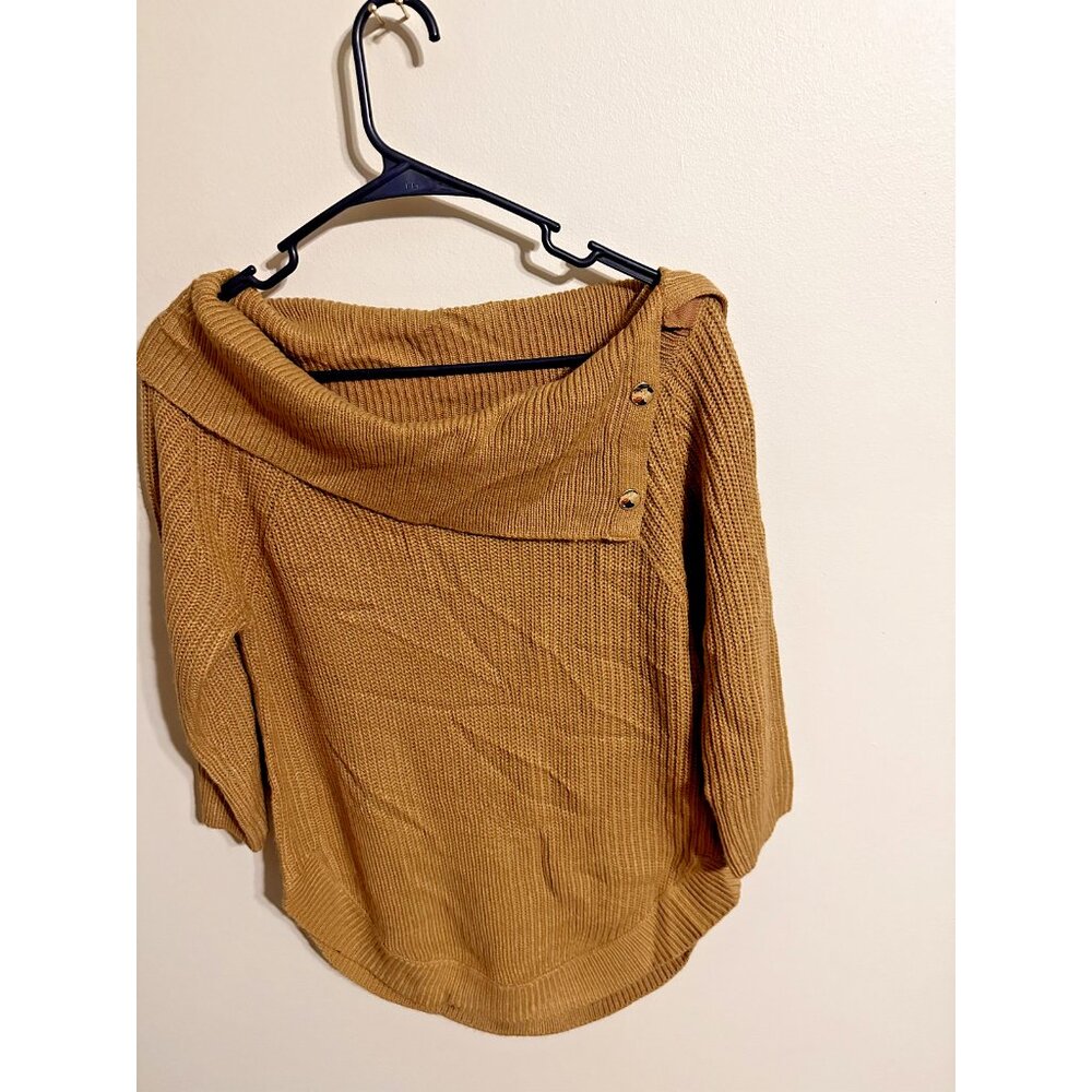 89TH + MADISON Women's Burnt Orange Snapped High NeckLong Sleeve Sweater- Small